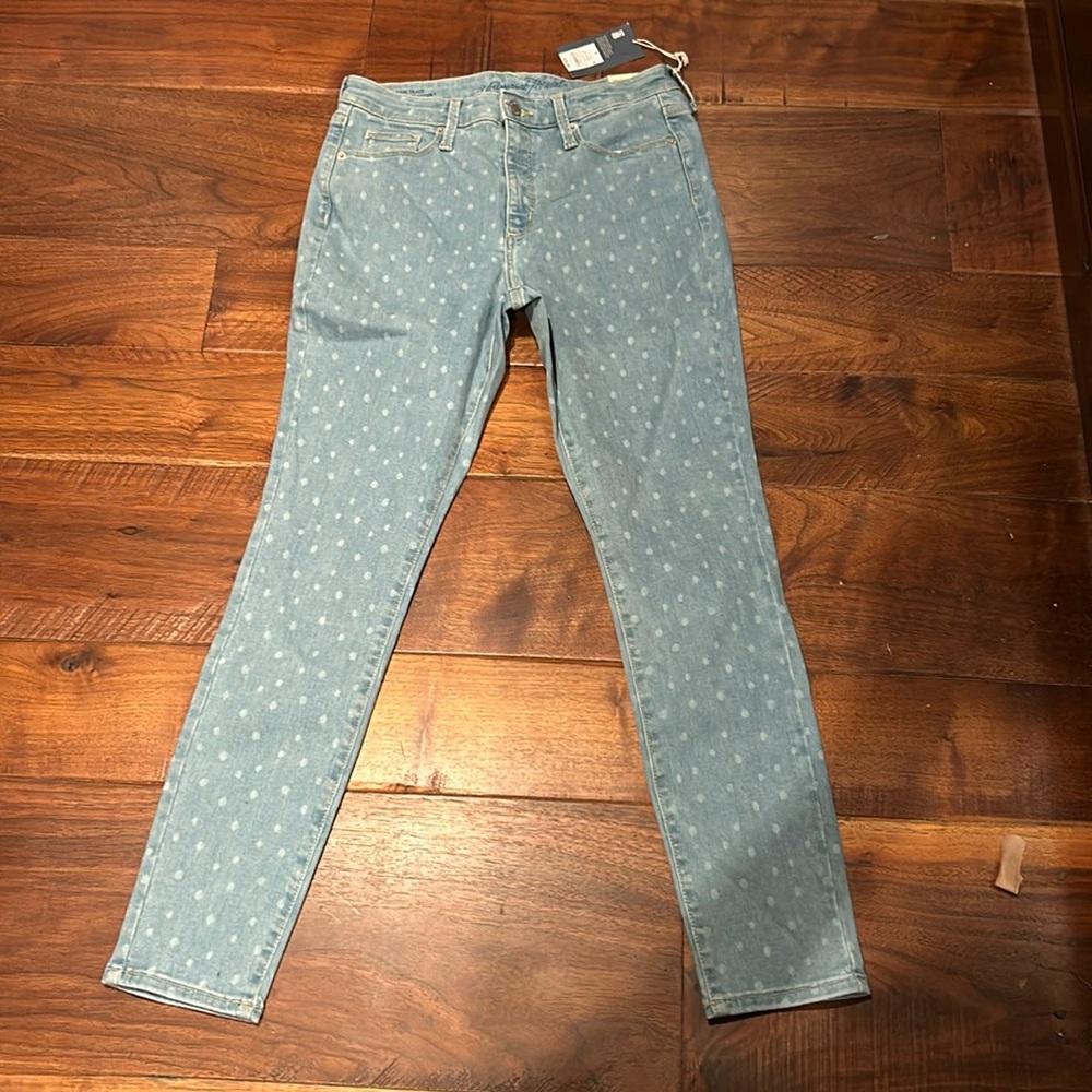 Patterned polka dot jeans.